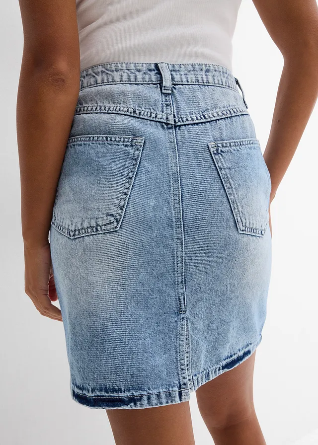 Jupe en jean, taille mi-haute, peu extensible • bleu glacier denim used • product-page.page-title-suffix