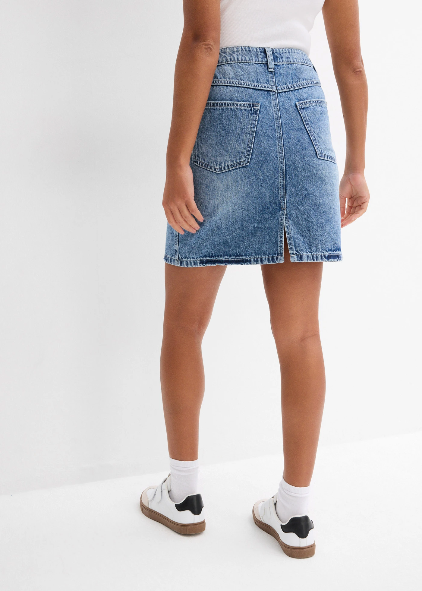 Jupe en jean, taille mi-haute, peu extensible • bleu moyen denim used • product-page.page-title-suffix