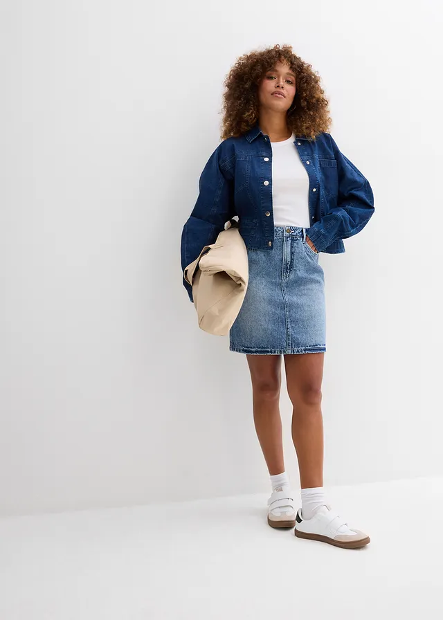 Jupe en jean, taille mi-haute, peu extensible • bleu moyen denim used • product-page.page-title-suffix
