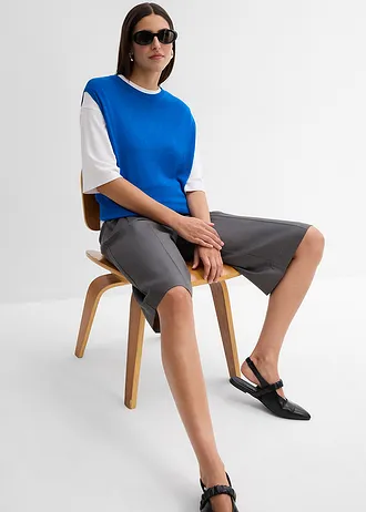 Pletený top s balonovým střihem, z jemné viskózy • azurově modrá • bonprix obchod