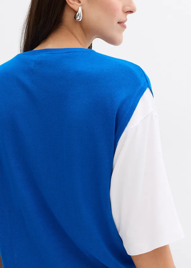 Ballonvormige gebreide top van fijne viscose • azuurblauw • product-page.page-title-suffix