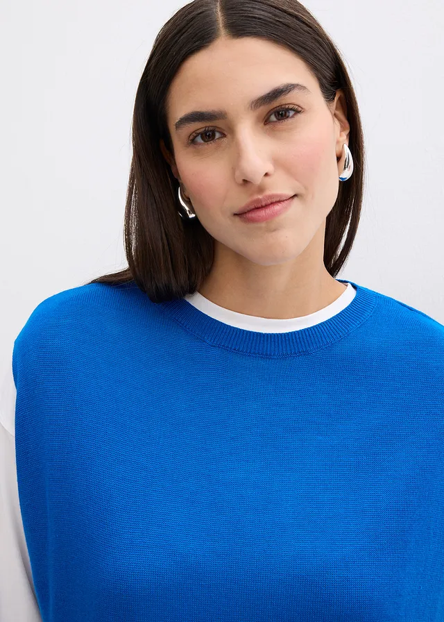 Ballonvormige gebreide top van fijne viscose • azuurblauw • product-page.page-title-suffix