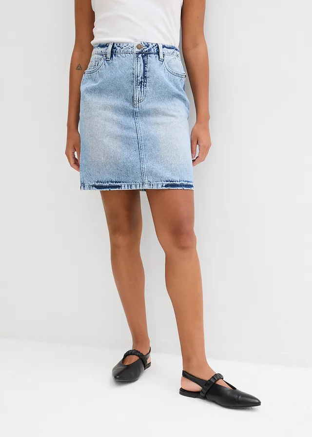 Jupe en jean, taille mi-haute, peu extensible • bleu glacier denim used • product-page.page-title-suffix