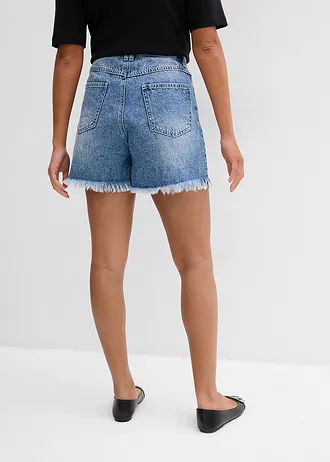 Short en jean taille haute, peu stretch, Couleur: bleu denim used 