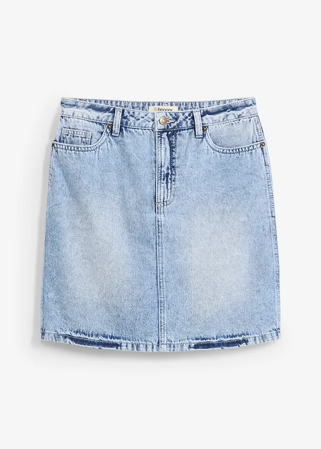 Jupe en jean, taille mi-haute, peu extensible • bleu glacier denim used • product-page.page-title-suffix