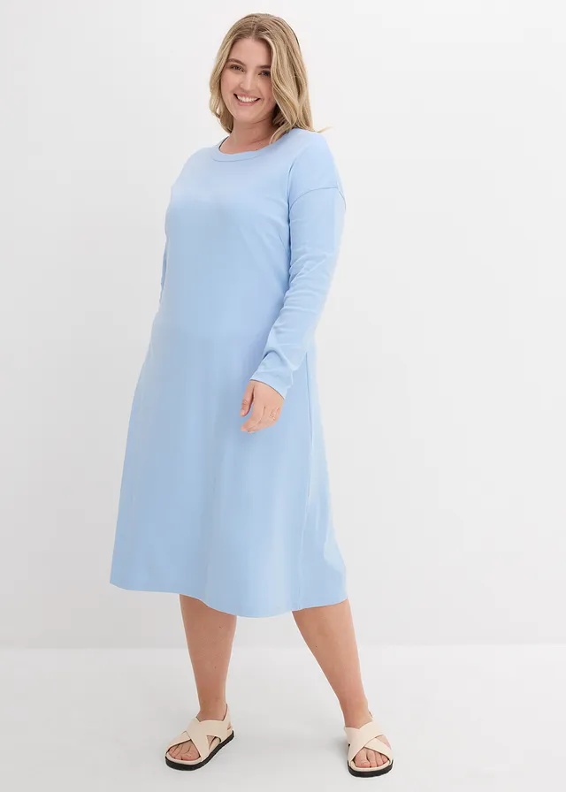 Robe en jersey 100% coton épais, Couleur: bleu clair