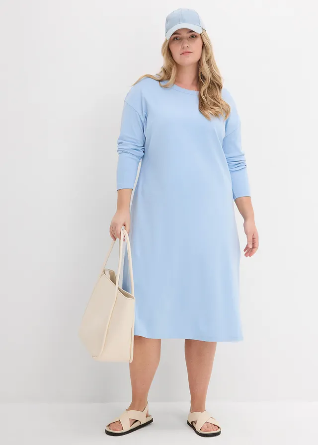 Robe en jersey 100% coton épais, Couleur: bleu clair
