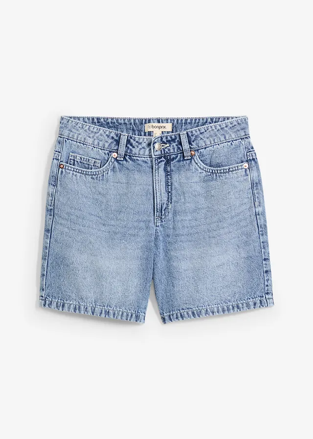 Jeans bermuda mid waist, low stretch