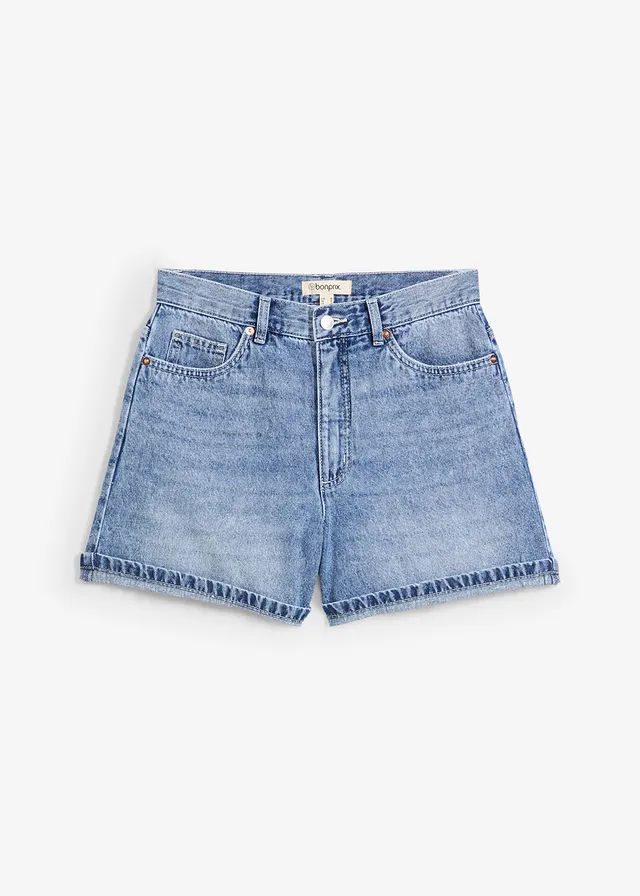 Jeans short high waist, low stretch
