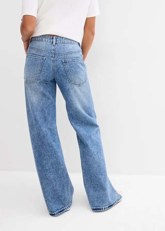 Jean droit et ample, taille mi-haute, peu extensible • bleu stone used • product-page.page-title-suffix