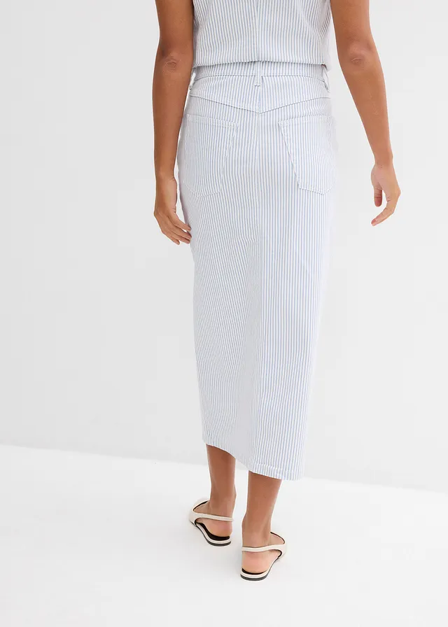 Jupe en jean, Couleur: blanc rayé
