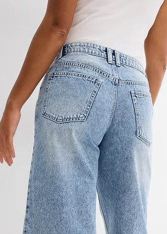 Jeansbermuda mid waist, low stretch • ijsblauw denim used • bonprix online shop