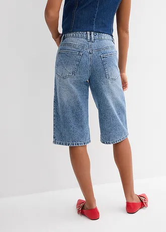 Jeans bermuda mid waist, low stretch, Kleur: blauw denim used