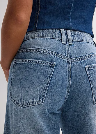 Jeansbermuda mid waist, low stretch • blauw denim used • bonprix online shop