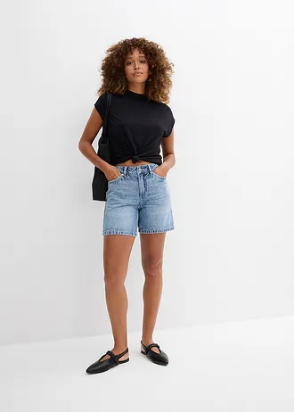 Džínsové bermudy, stredná výška pásu, farba: modrá denim used