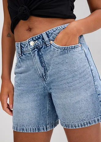 Bermuda en jean taille mi-haute, peu extensible • bleu denim used  • Boutique bonprix