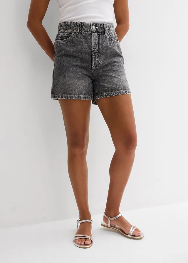 Jeans short high waist, low stretch