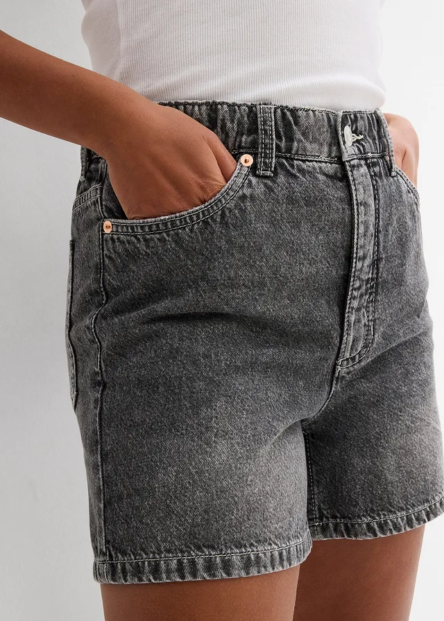 Short en jean taille haute, peu extensible • noir denim used • product-page.page-title-suffix