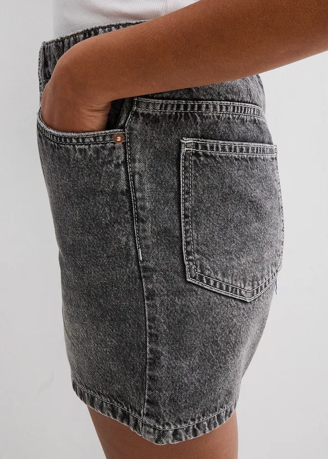 Short en jean taille haute, peu extensible • noir denim used • product-page.page-title-suffix