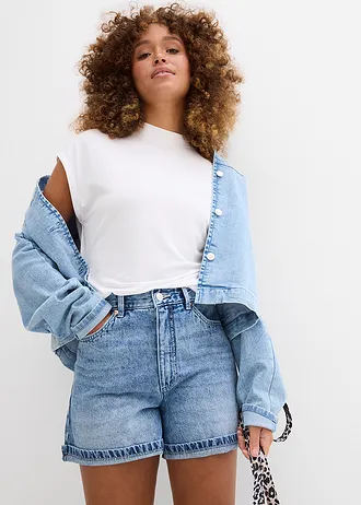 Džínové šortky High Waist, nízký podíl streče • modrý denim used • bonprix obchod