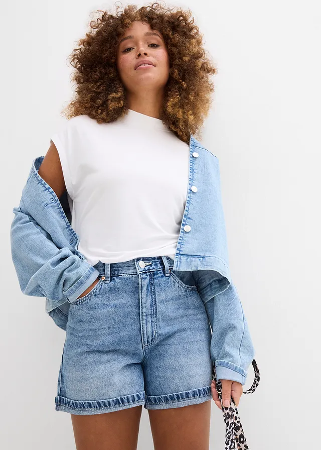 Short en jean taille haute, peu extensible • bleu denim used • product-page.page-title-suffix