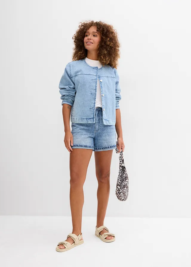 Džínové šortky High Waist, nízký podíl streče • modrý denim used • bonprix obchod