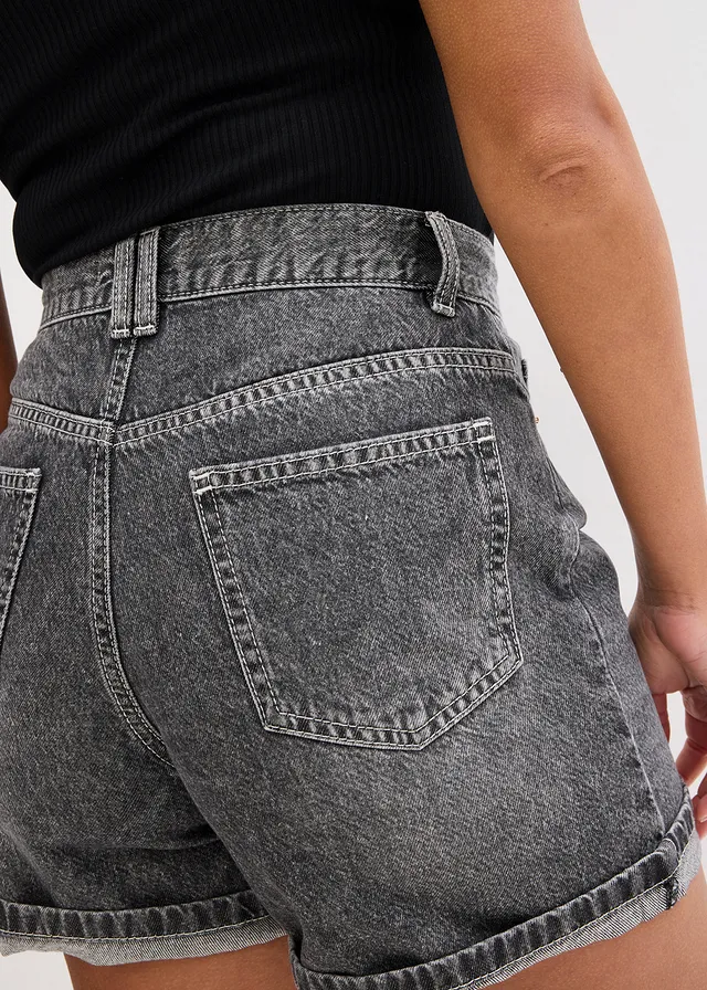 Jeans short high waist, low stretch • zwart denim used • product-page.page-title-suffix