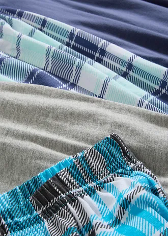 Shortama met zacht biologisch katoen (4-dlg. set) • lichtgrijs gemêleerd+indigo-turkoois+mentholmint geruit • bonprix online shop