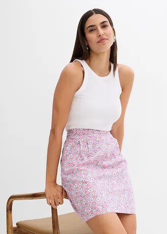 Minisukně ze splývavé viskózy • růžová s květy • bonprix obchod