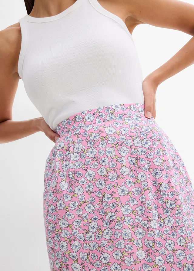 Mini-jupe en viscose fluide • rose à fleurs • product-page.page-title-suffix