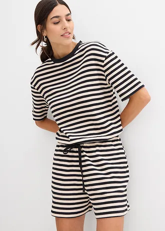 Overal z čisté organické bavlny • pískově béžovo-černá s proužky • bonprix obchod