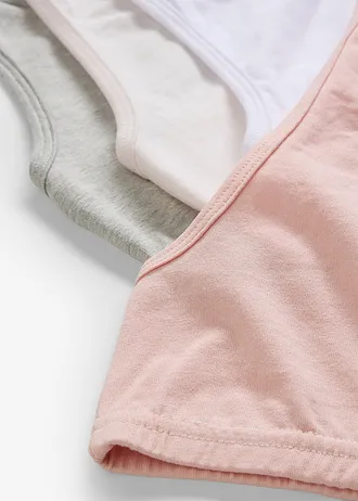 Biustonosz bustier z miękkiej bawełny (5 szt.) • róż antyczny+biały+jasnoszary melanż+kremowy • sklep bonprix