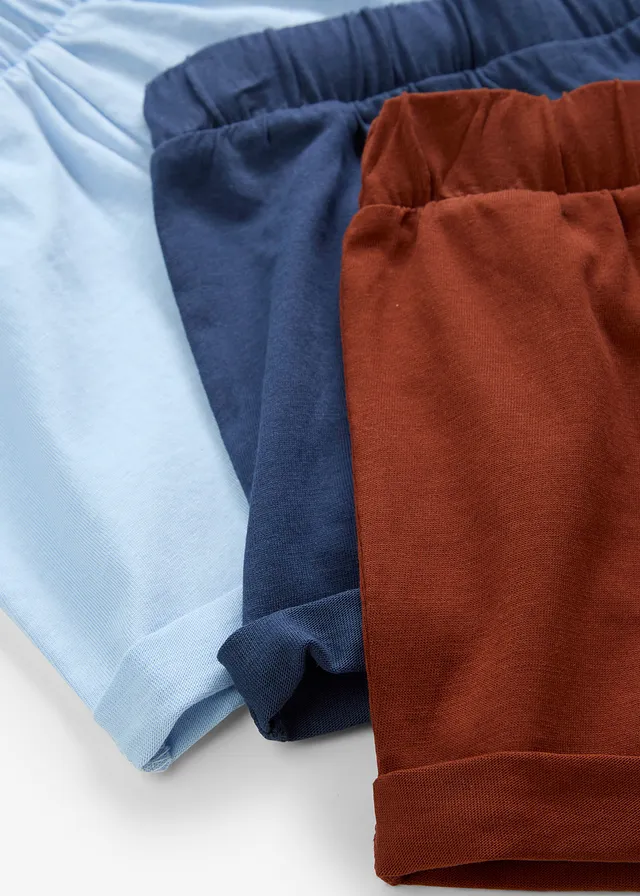 Lot de 3 shorts bébé en jersey 100% coton • bleu clair + marron acajou + bleu profond • product-page.page-title-suffix