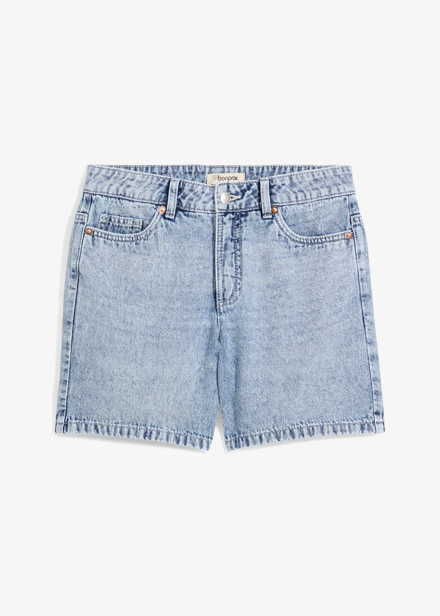Jeansshort, mid waist • ijsblauw denim used • bonprix online shop