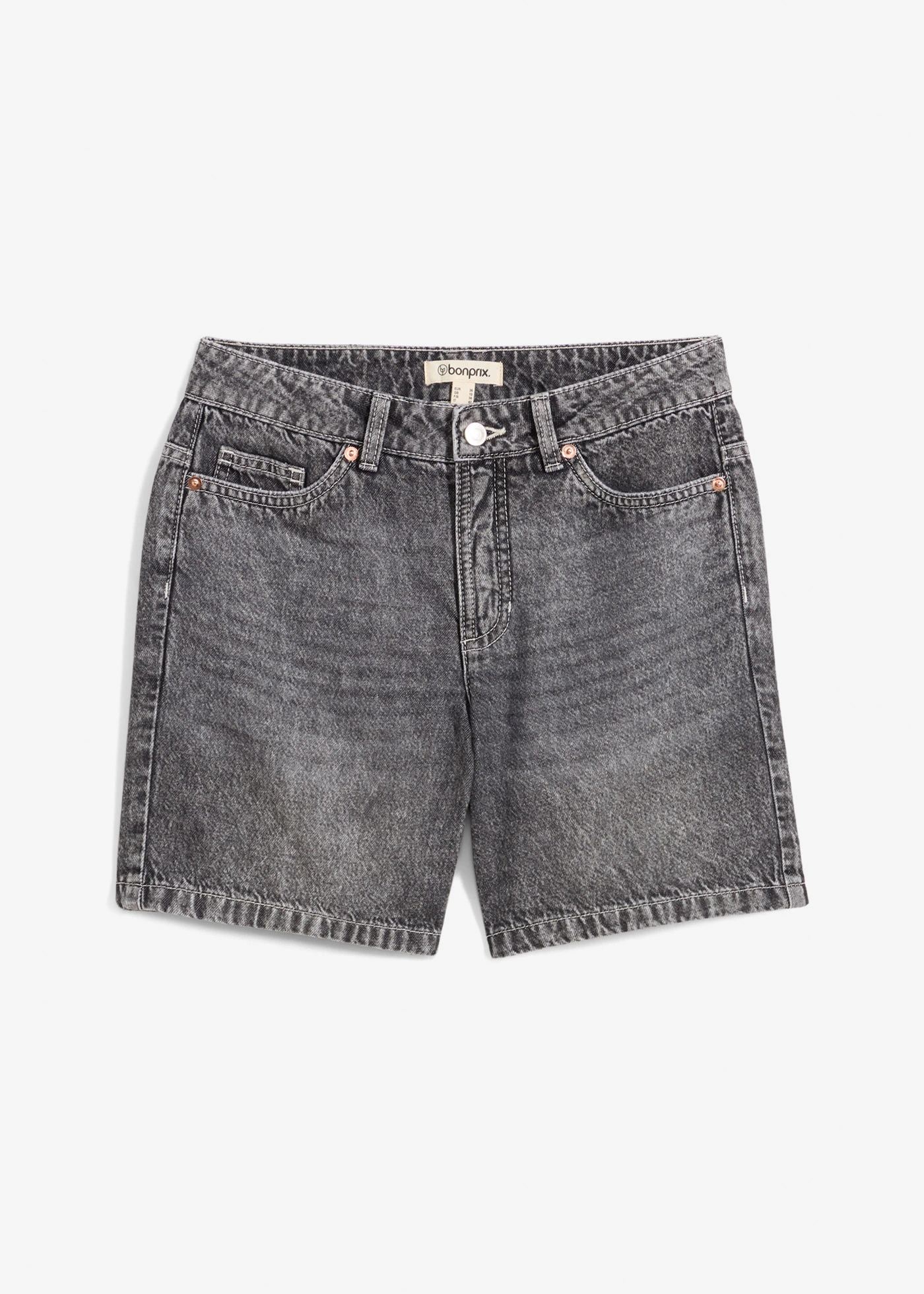 Jeansshort, mid waist • zwart denim used • bonprix online shop