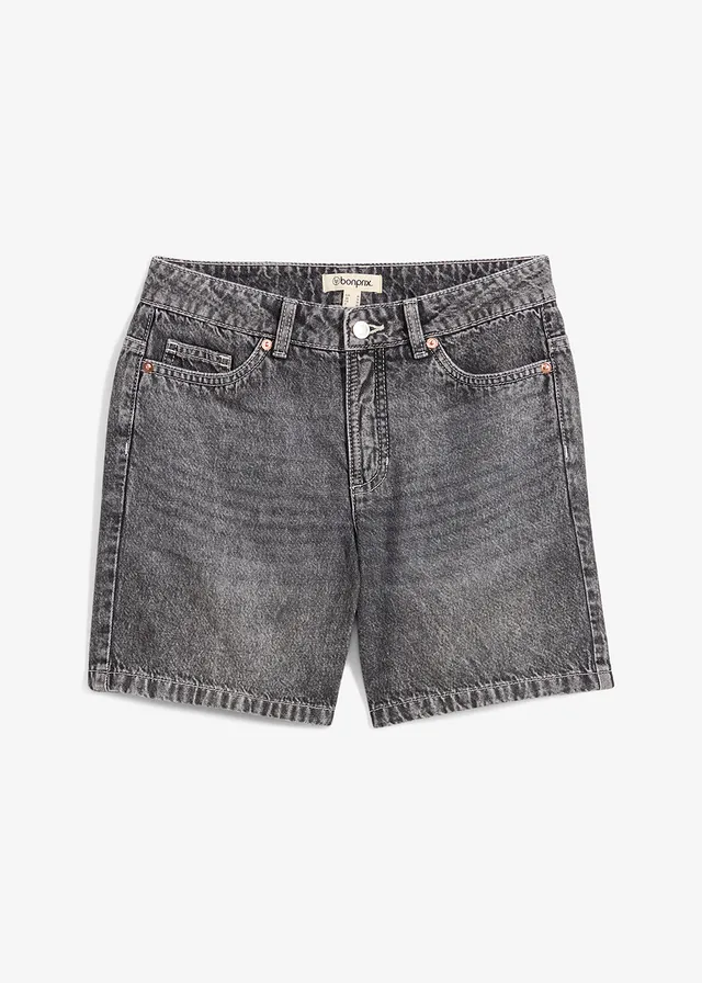 Short en jean, taille mi-haute • noir denim used • Boutique bonprix