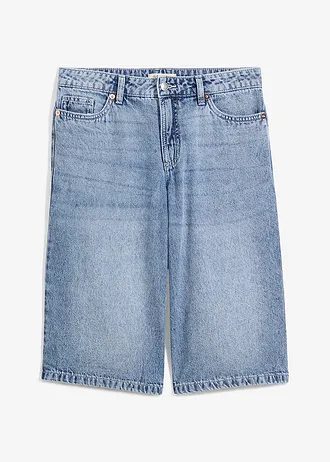 Jeans bermuda mid waist, low stretch, Kleur: blauw denim used