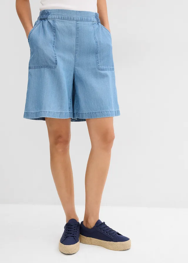Instapshort met verkoelend linnen, Kleur: lichtblauw denim