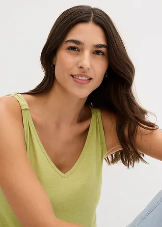 Dlouhý top ze směsi viskózy a lnu • matně pistáciová • bonprix obchod