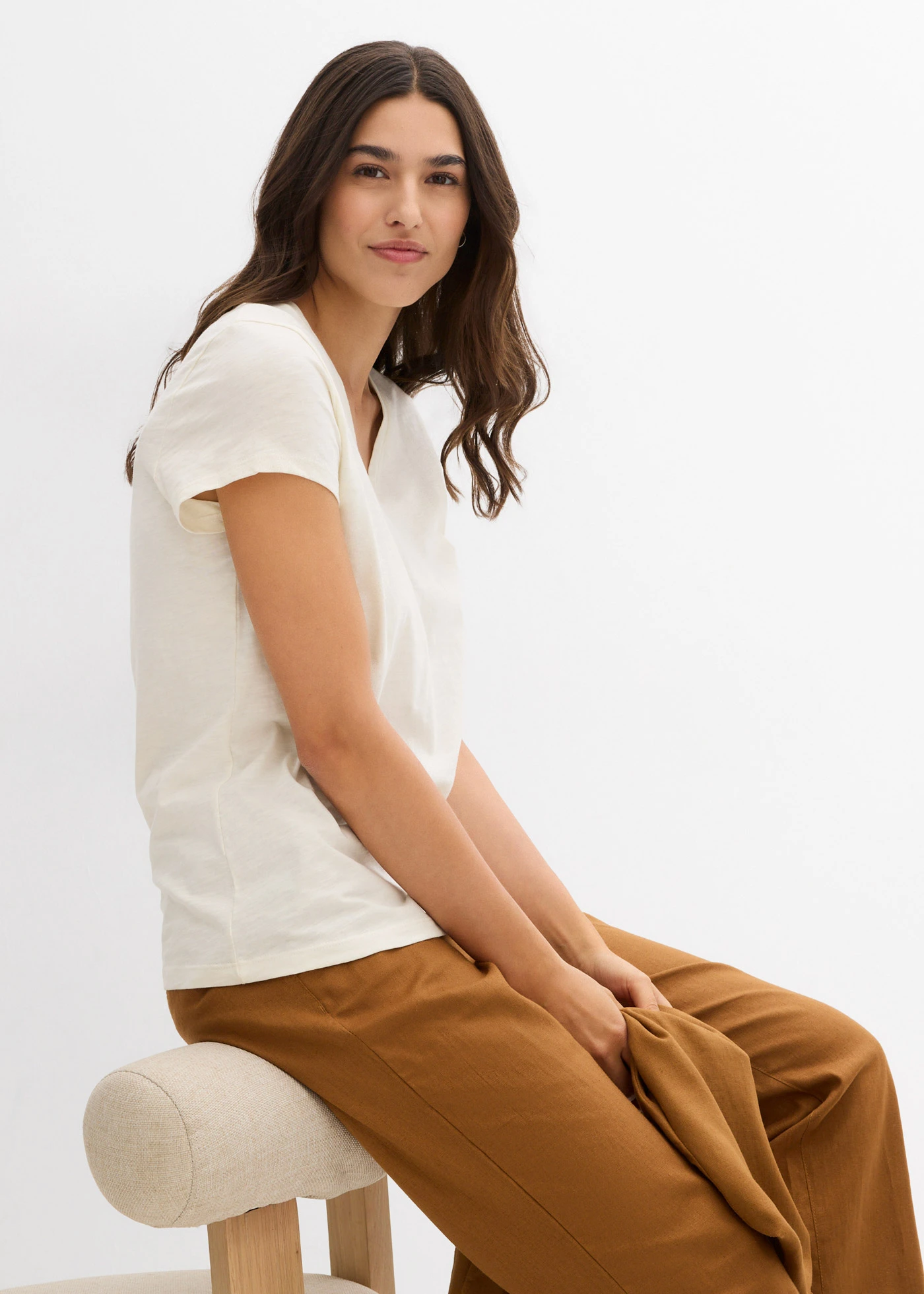 Tricou din bumbac organic 100% (set/2 buc.) • galben citric-alb-crem • magazin bonprix