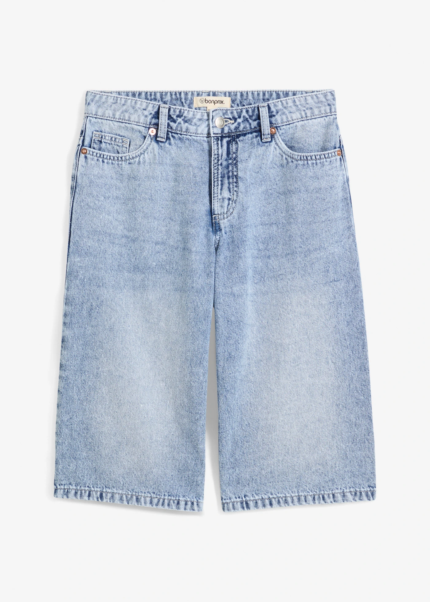 Jeansbermuda mid waist, low stretch • ijsblauw denim used • bonprix online shop