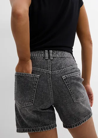 Jeansshort, mid waist • zwart denim used • bonprix online shop