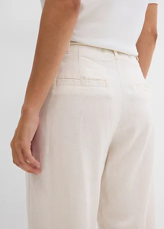 Kalhoty ve stylu paperbag z vzdušné směsi se lnem • béžová • bonprix obchod