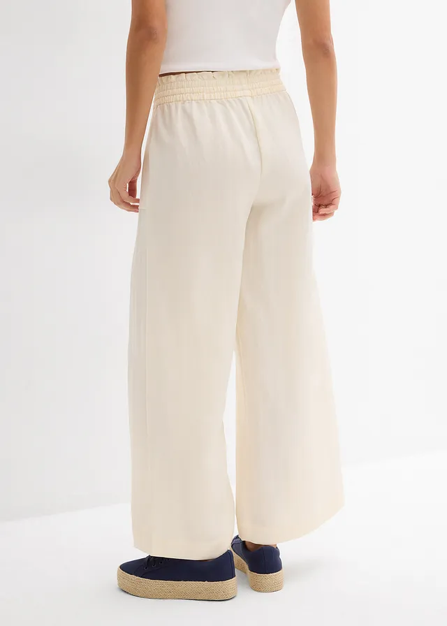 Culotte van een vloeiende lyocellmix, Kleur: crèmewit