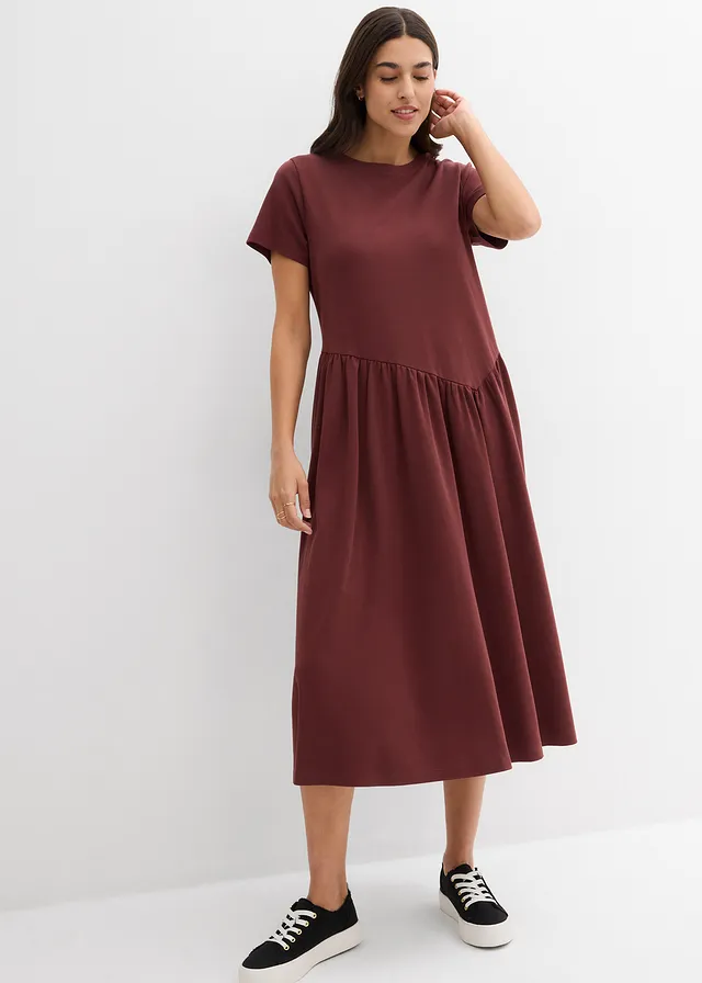 Robe en jersey 100% coton, Couleur: café