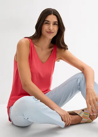 Dlouhý top ze směsi viskózy a lnu • rajská pink • bonprix obchod