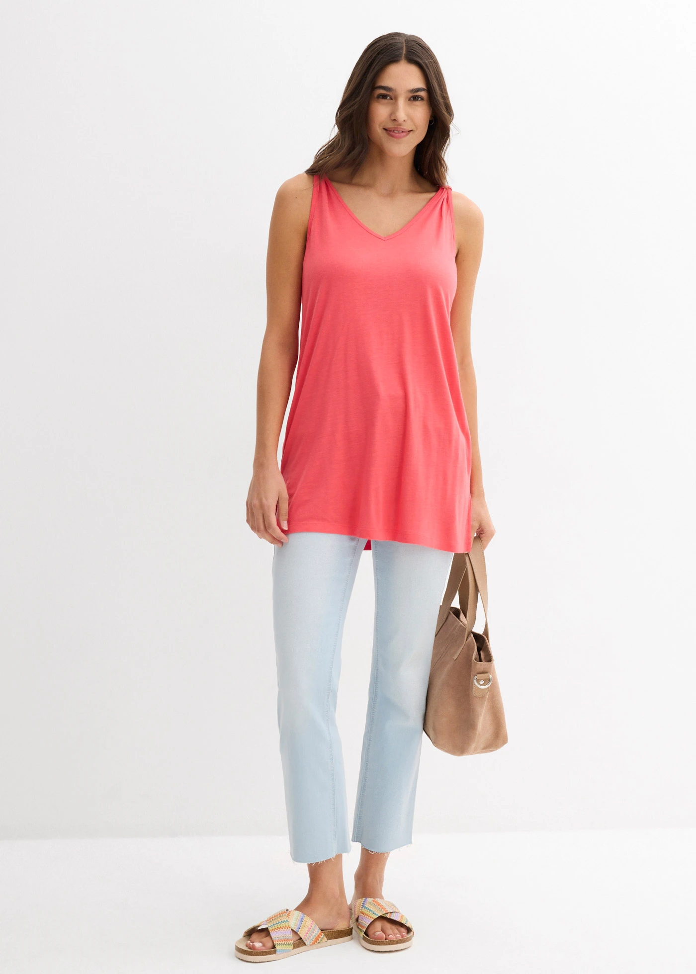 Dlouhý top ze směsi viskózy a lnu • rajská pink • bonprix obchod