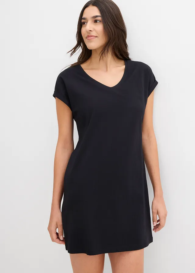 Lot de 2 robes en jersey 100% coton, Couleur: noir/vert pacifique