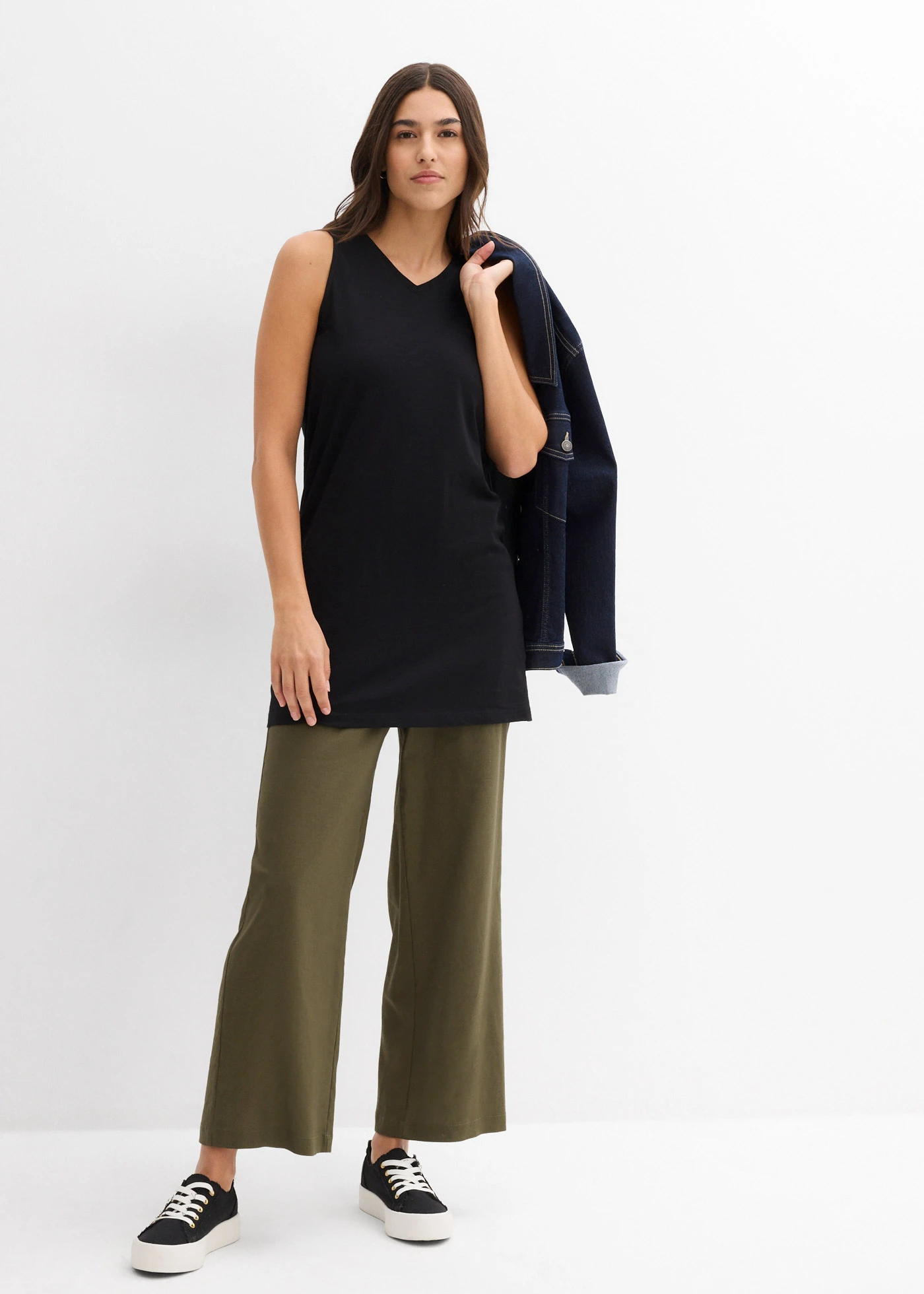 Dlouhý top z čisté organické bavlny (2 ks v balení) • černá + broskvová melba • bonprix obchod