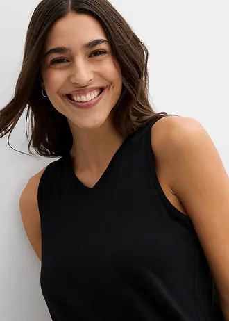 Dlouhý top z čisté organické bavlny (2 ks v balení) • černá + broskvová melba • bonprix obchod